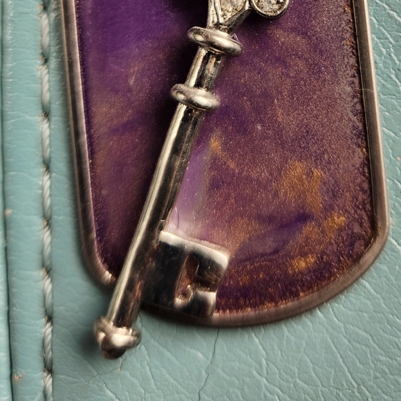 CHROME HEARTS Purple Pendant Rhinestones Fleur de Lis Silver Crystal Dog Tag 24" - Picture 9 of 16